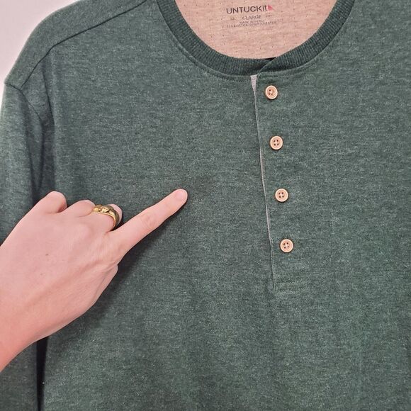 Untuckit Henley Shirt Men's XL Green Long Sleeve 50/50 Outdoor Casual Cabincore - Picture 4 of 7